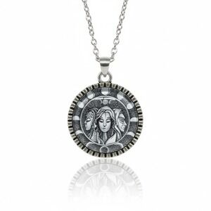 Triple Moon Goddess Pendant Necklace Wiccan Pagan‎ Jewelry Silver Tone